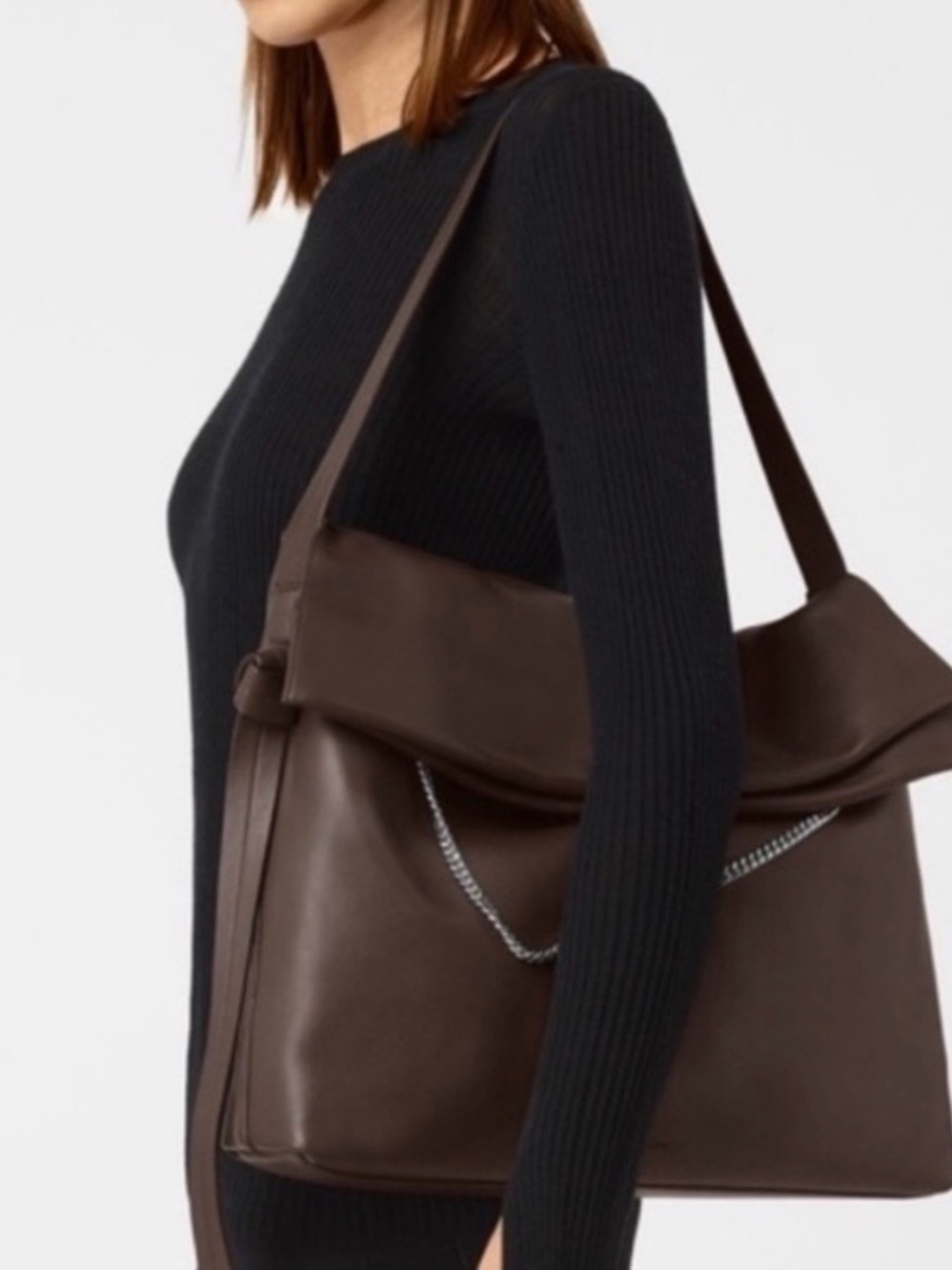 All Saints Brown Leather Shoulder Bag (Chain Not Included)